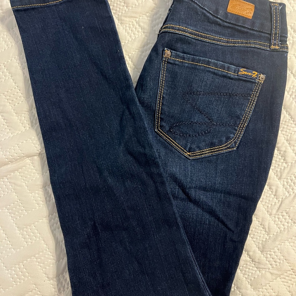 Seven7 Dark Blue Skinny Jeans for Women